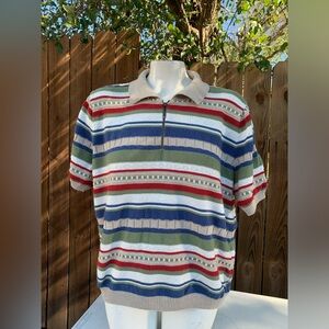 Vintage Alfred Dunner short sleeve collared sweater size Large.